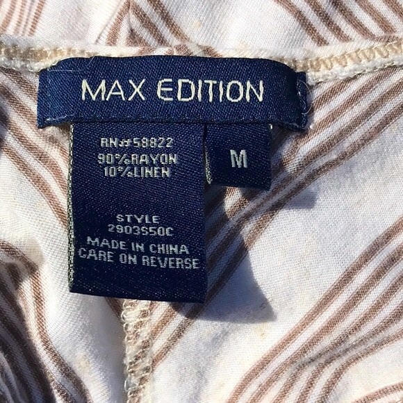 Max Edition V-Neck Cap Sleeve Striped Drawstring Elastic Waist Dress Size Medium - Picture 10 of 14